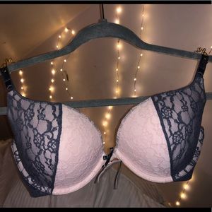 Blush and grey lace push up VS bra